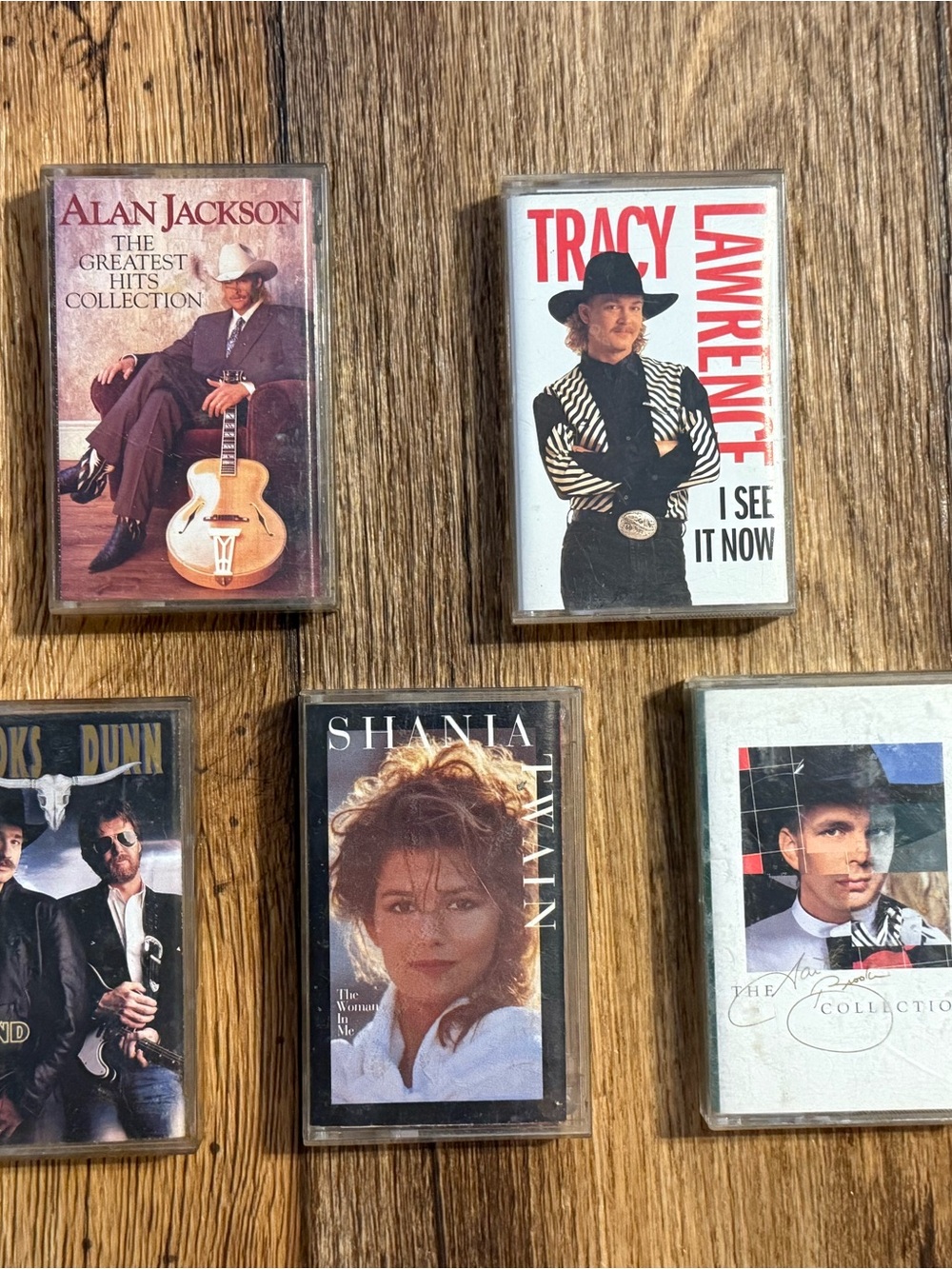 Lot of 5 vintage Country Music Cassettes- Tracy, Alan, Garth, Shania, BrooksDunn